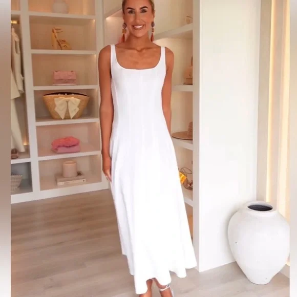 Zara NWT white linen blend midi dress 3269/709 - Picture 7 of 13